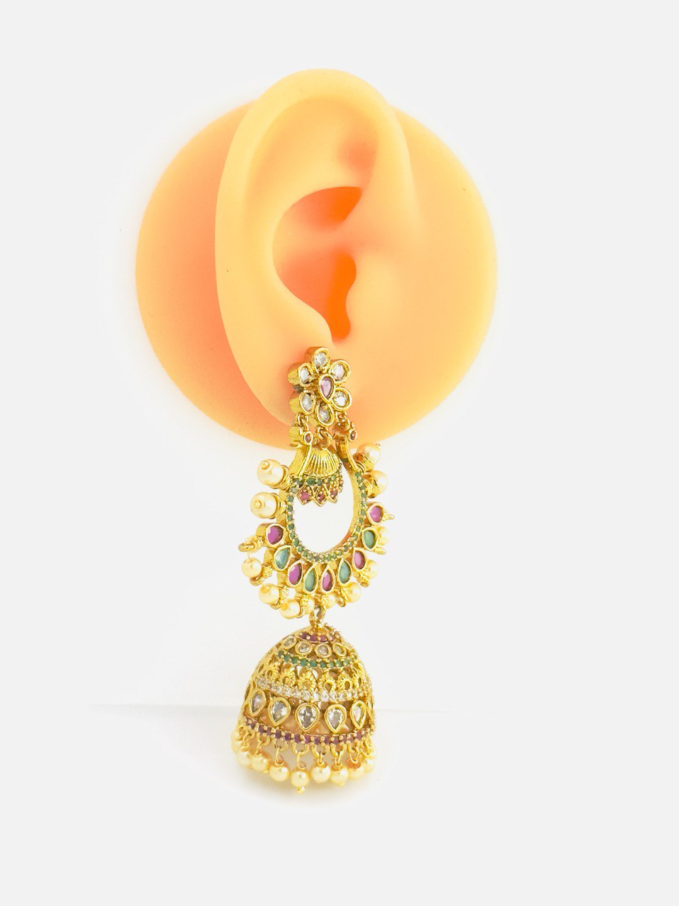 Multicolour gold plated Jhumkis