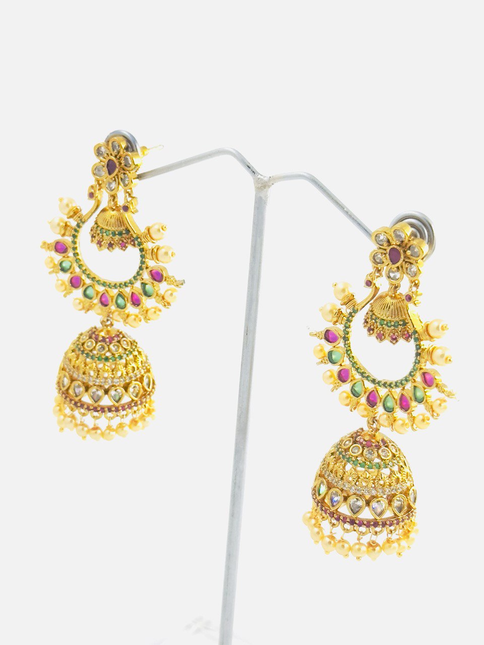 Multicolour gold plated Jhumkis