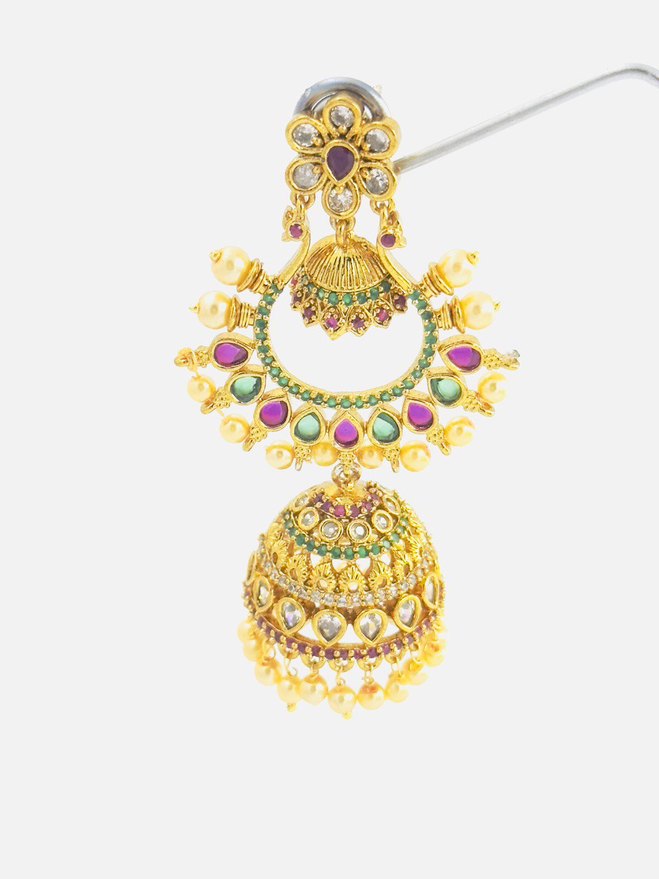 Multicolour gold plated Jhumkis