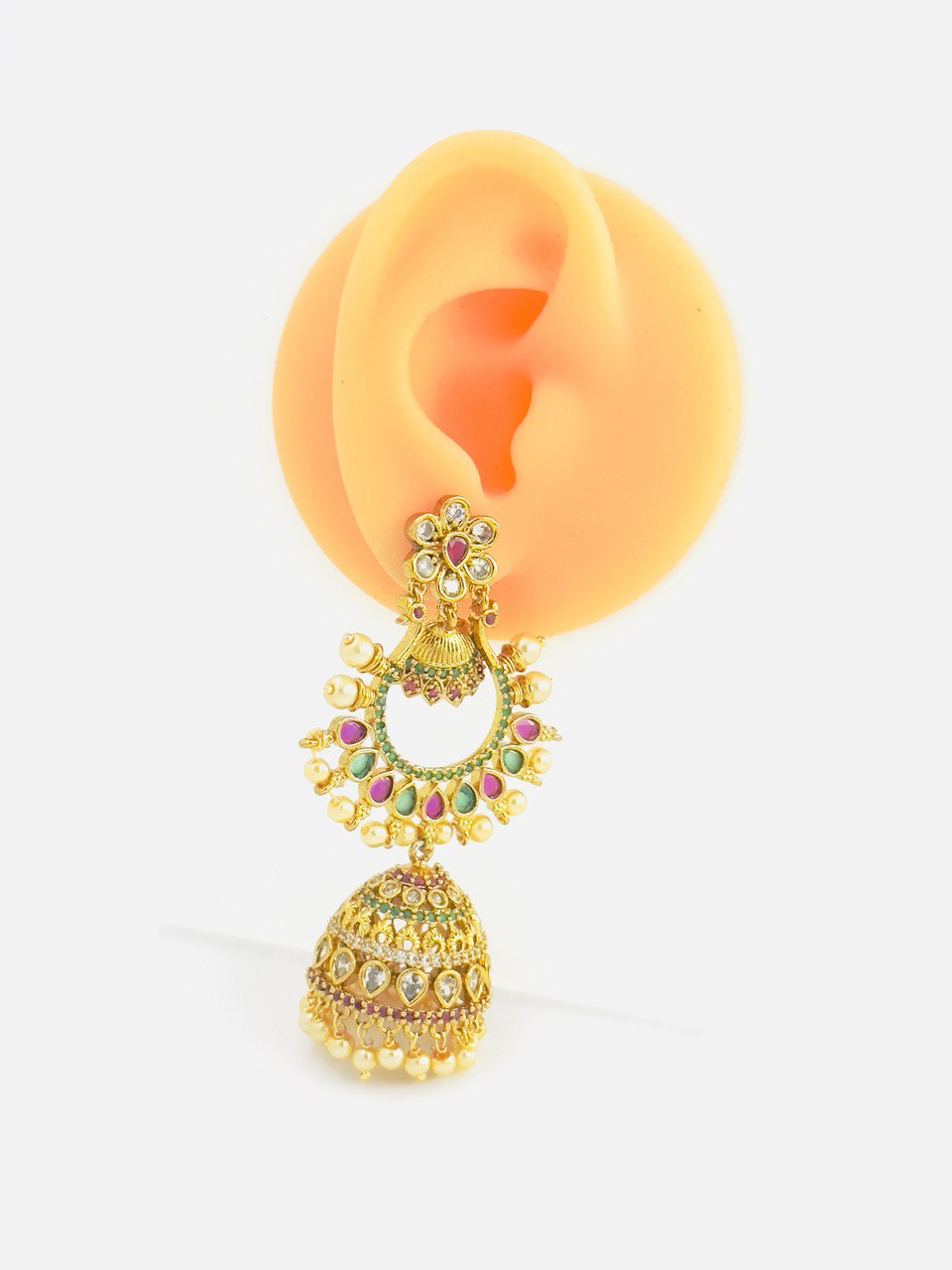 Multicolour gold plated Jhumkis