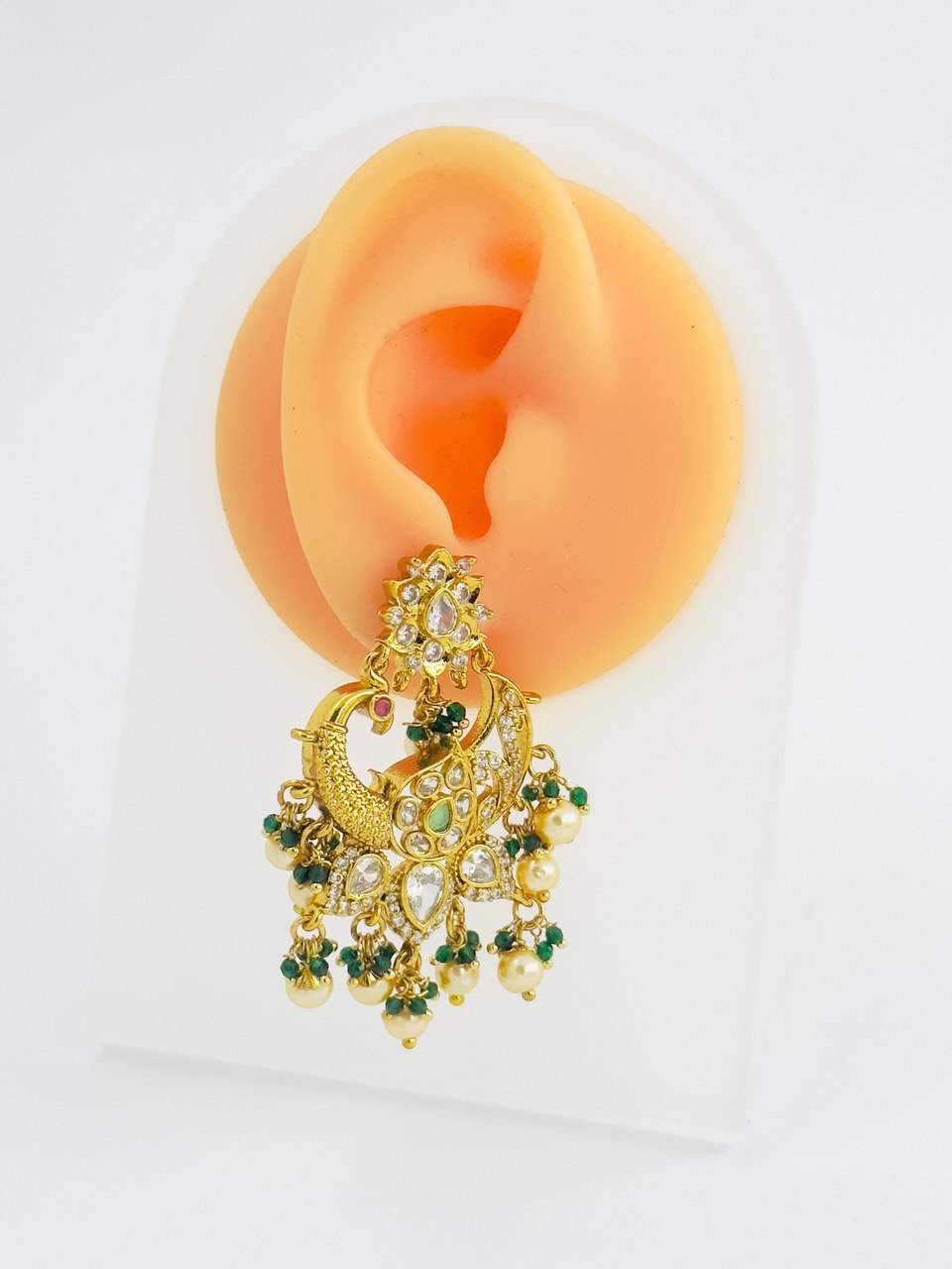 Emerald temple chandbali earrings