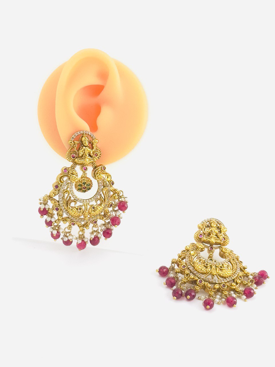 Ruby temple chandbali earrings