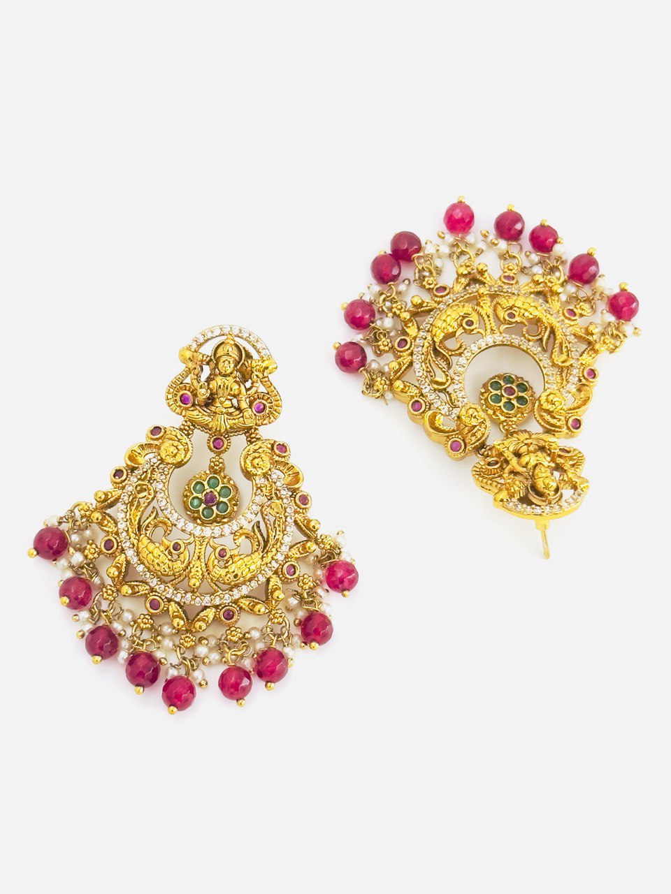 Ruby temple chandbali earrings