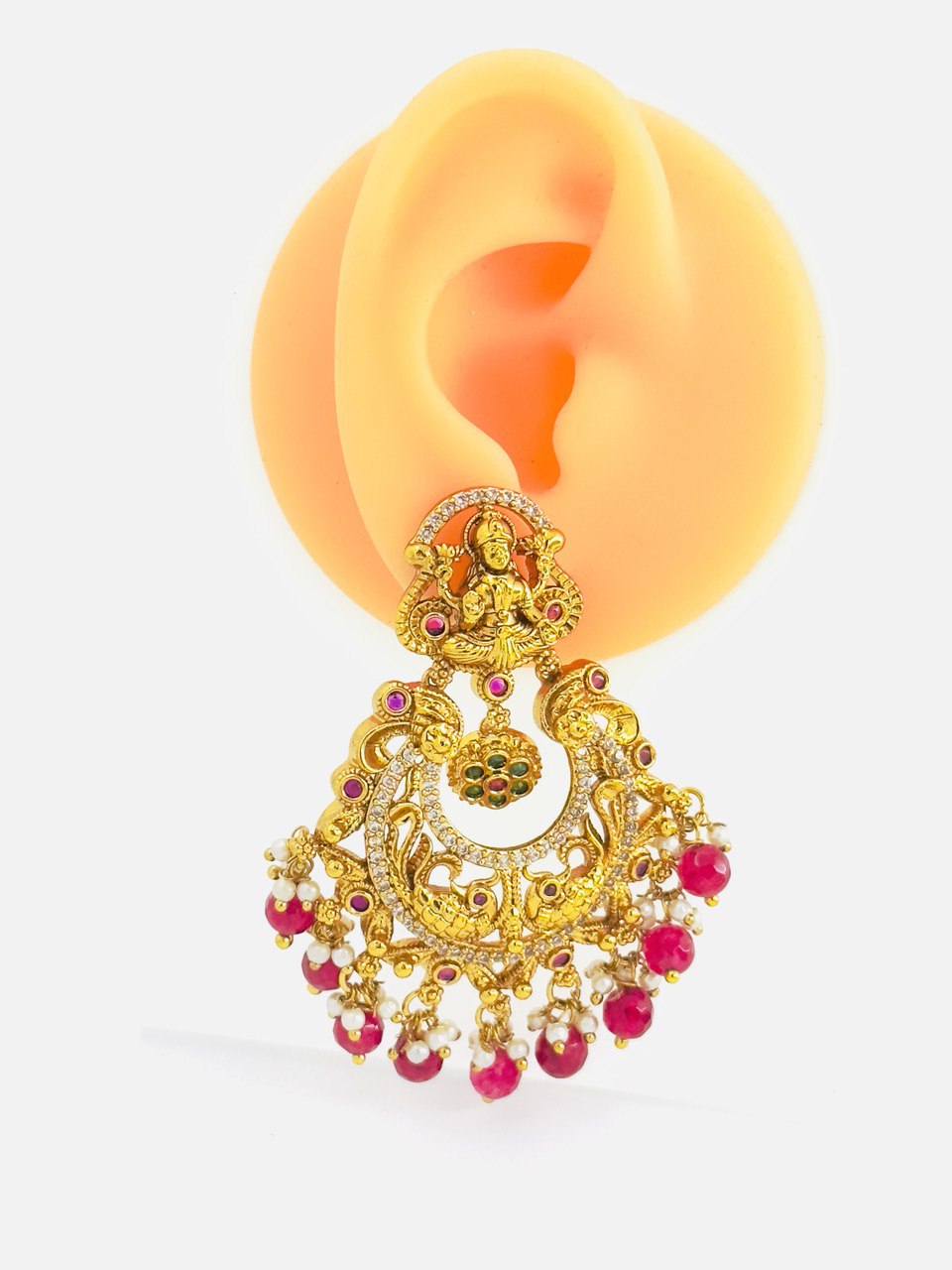 Ruby temple chandbali earrings