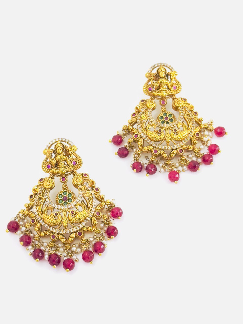 Ruby temple chandbali earrings
