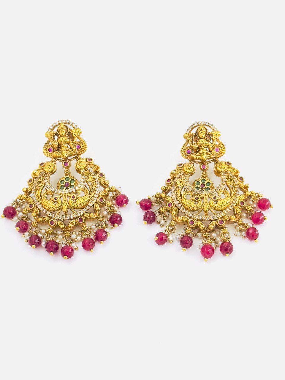 Ruby temple chandbali earrings