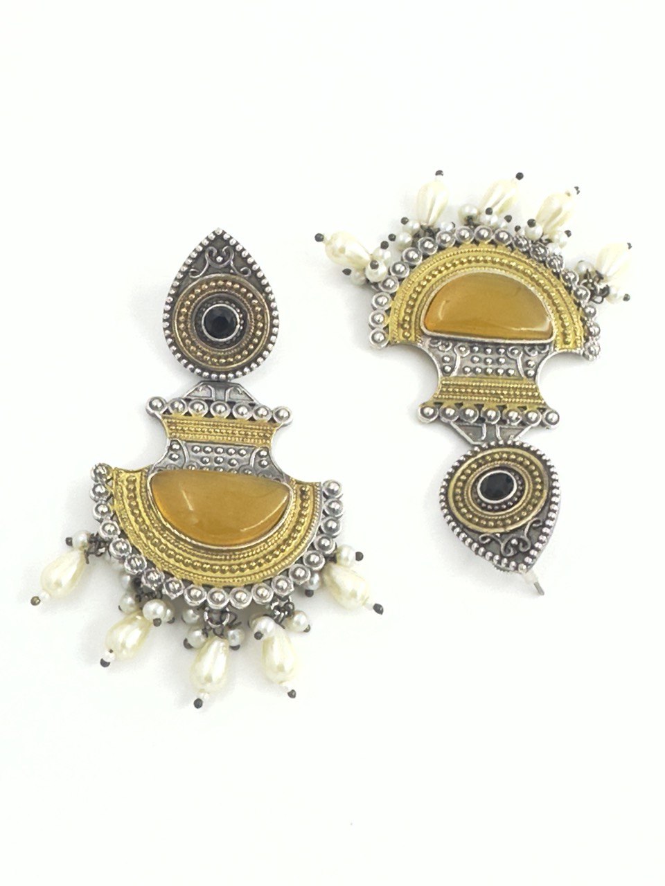Yellow Antique Chandbali