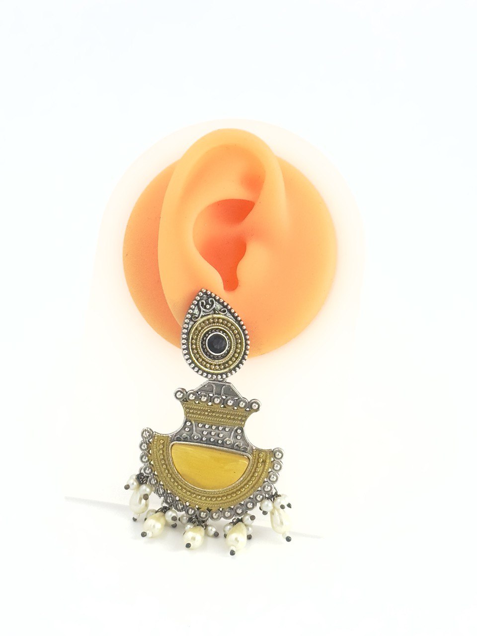 Yellow Antique Chandbali
