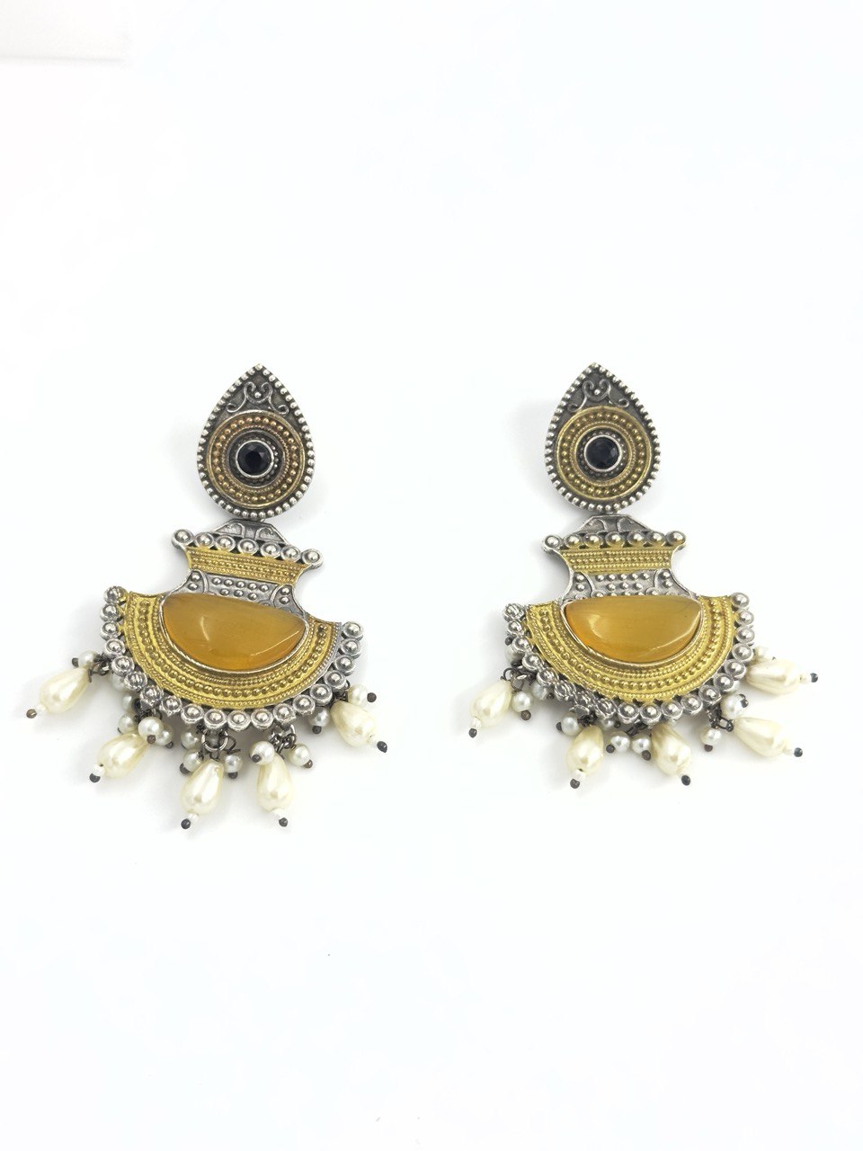 Yellow Antique Chandbali