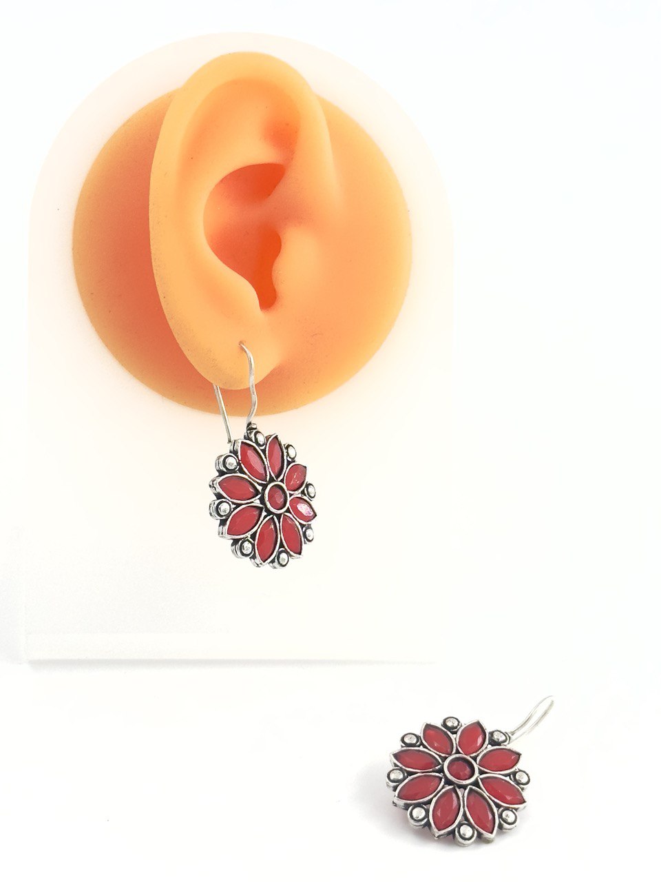 Red oxidized German silver studs