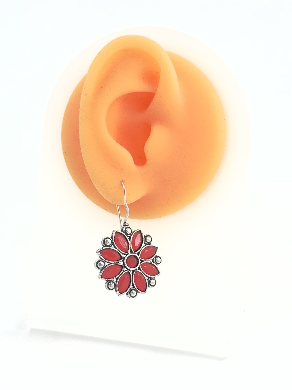 Red oxidized German silver studs