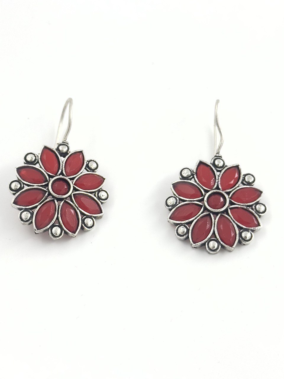 Red oxidized German silver studs