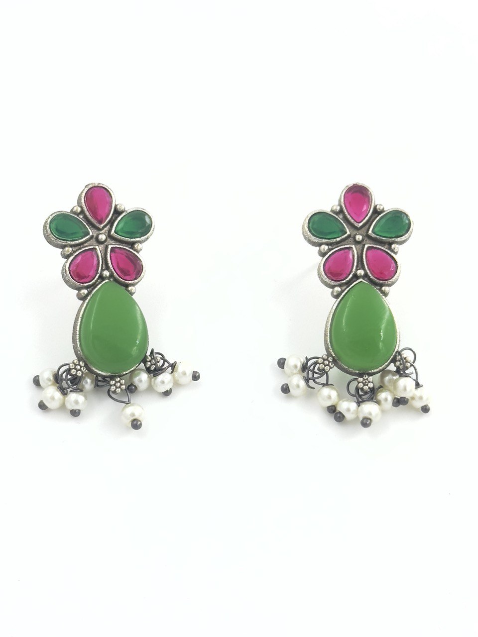 multicolour oxidized German silver studs