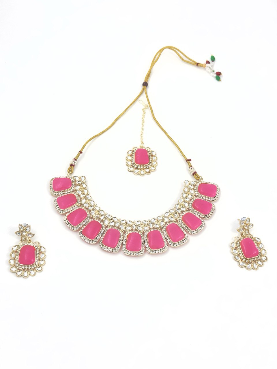 Pink kundan Necklace set