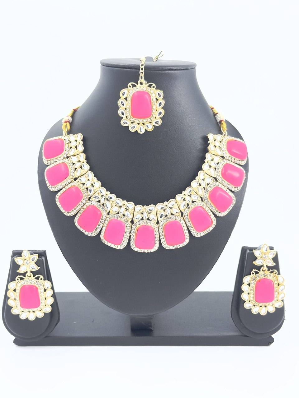 Pink kundan Necklace set