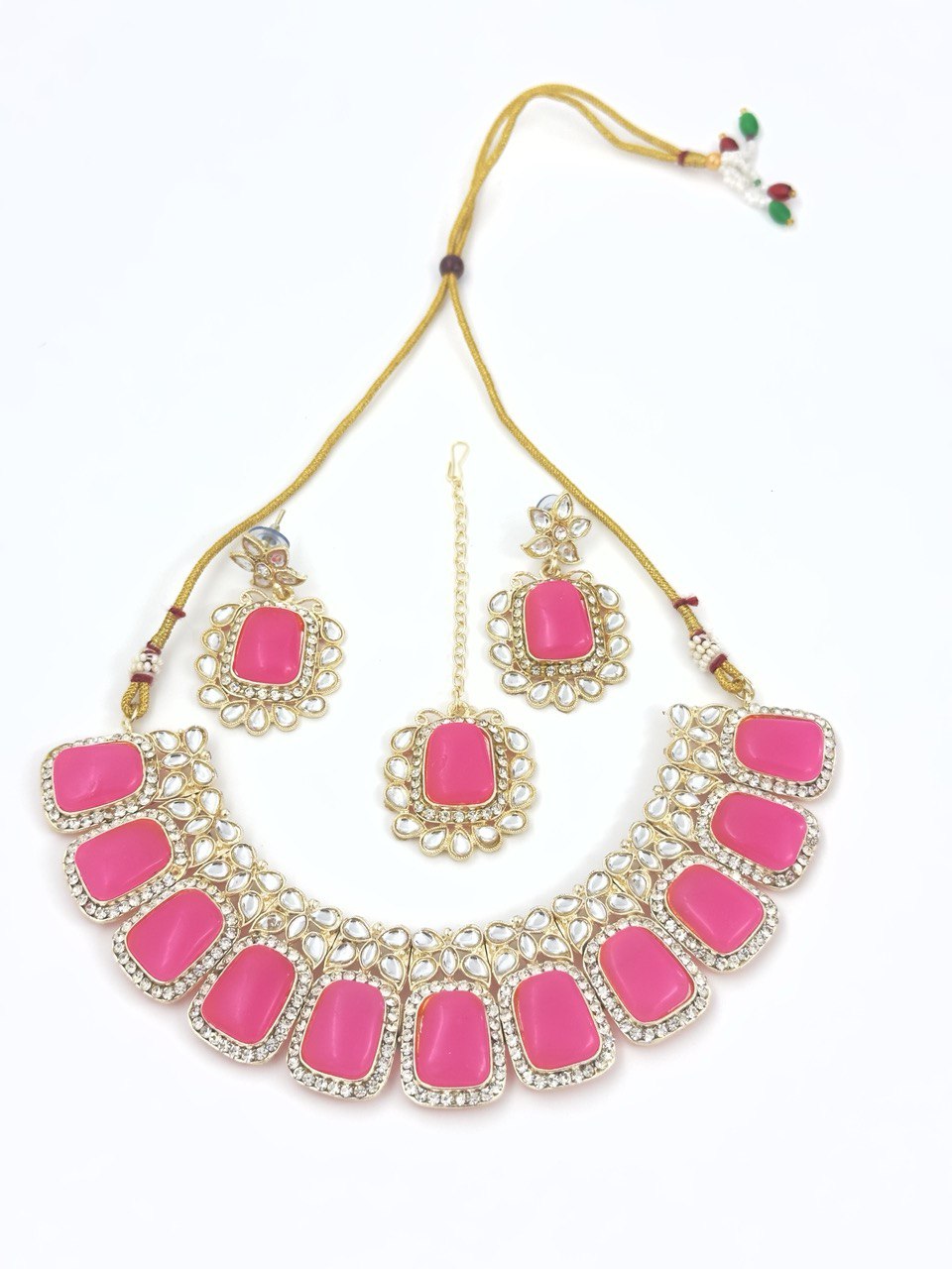 Pink kundan Necklace set