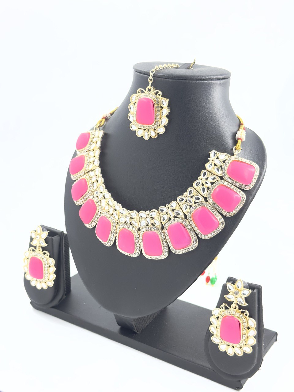 Pink kundan Necklace set