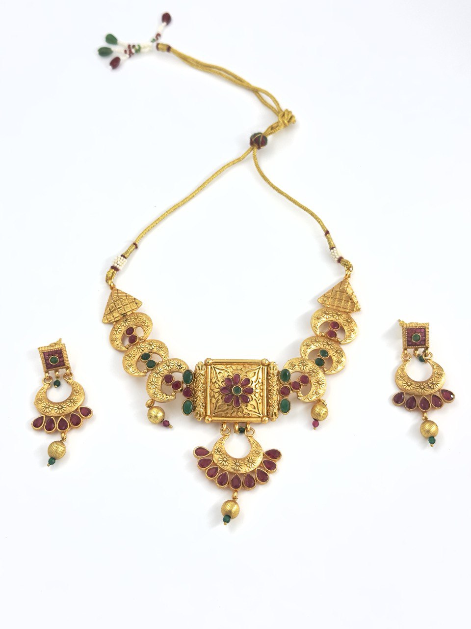Multicolour gold plated Choker set