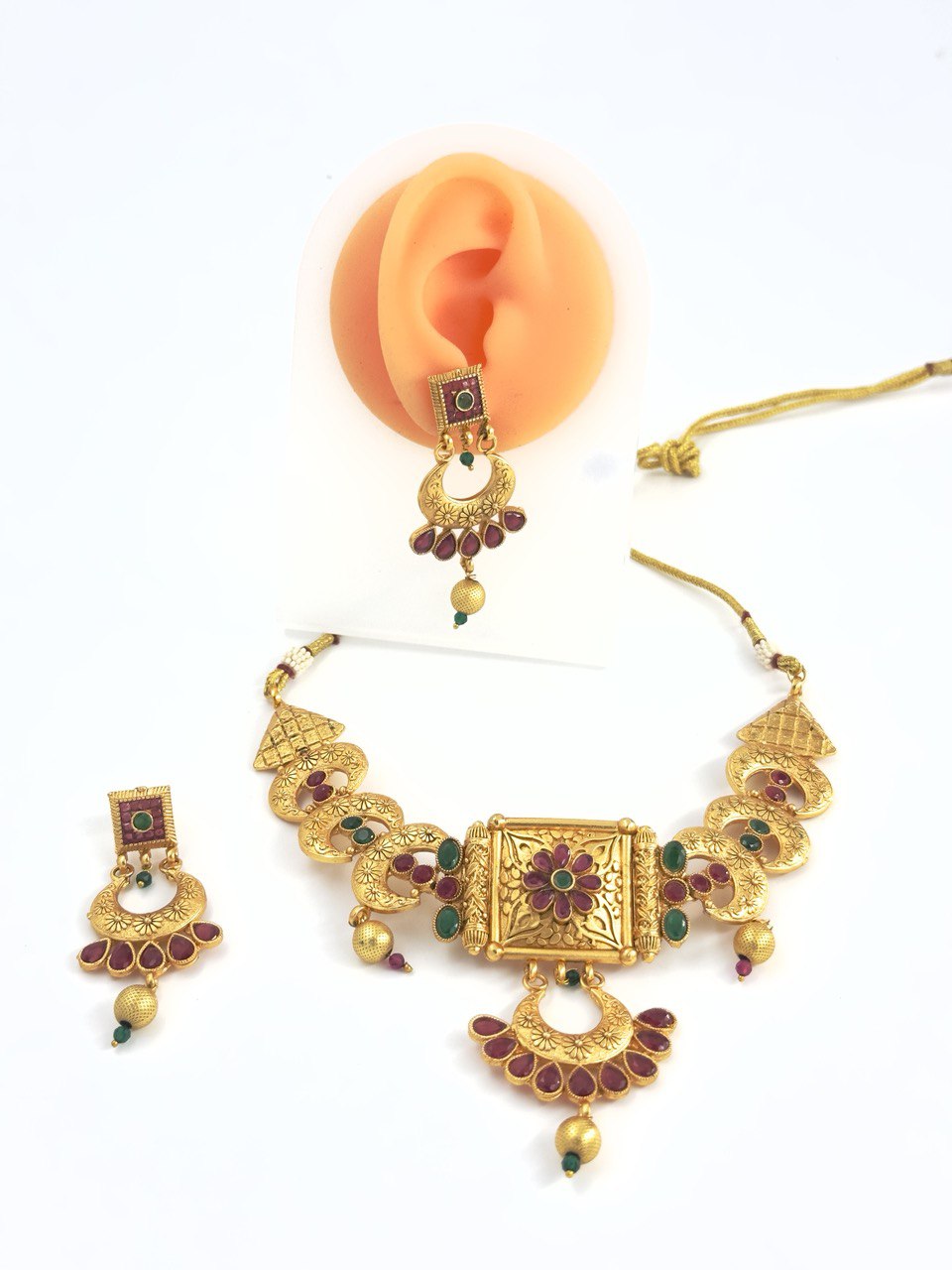 Multicolour gold plated Choker set