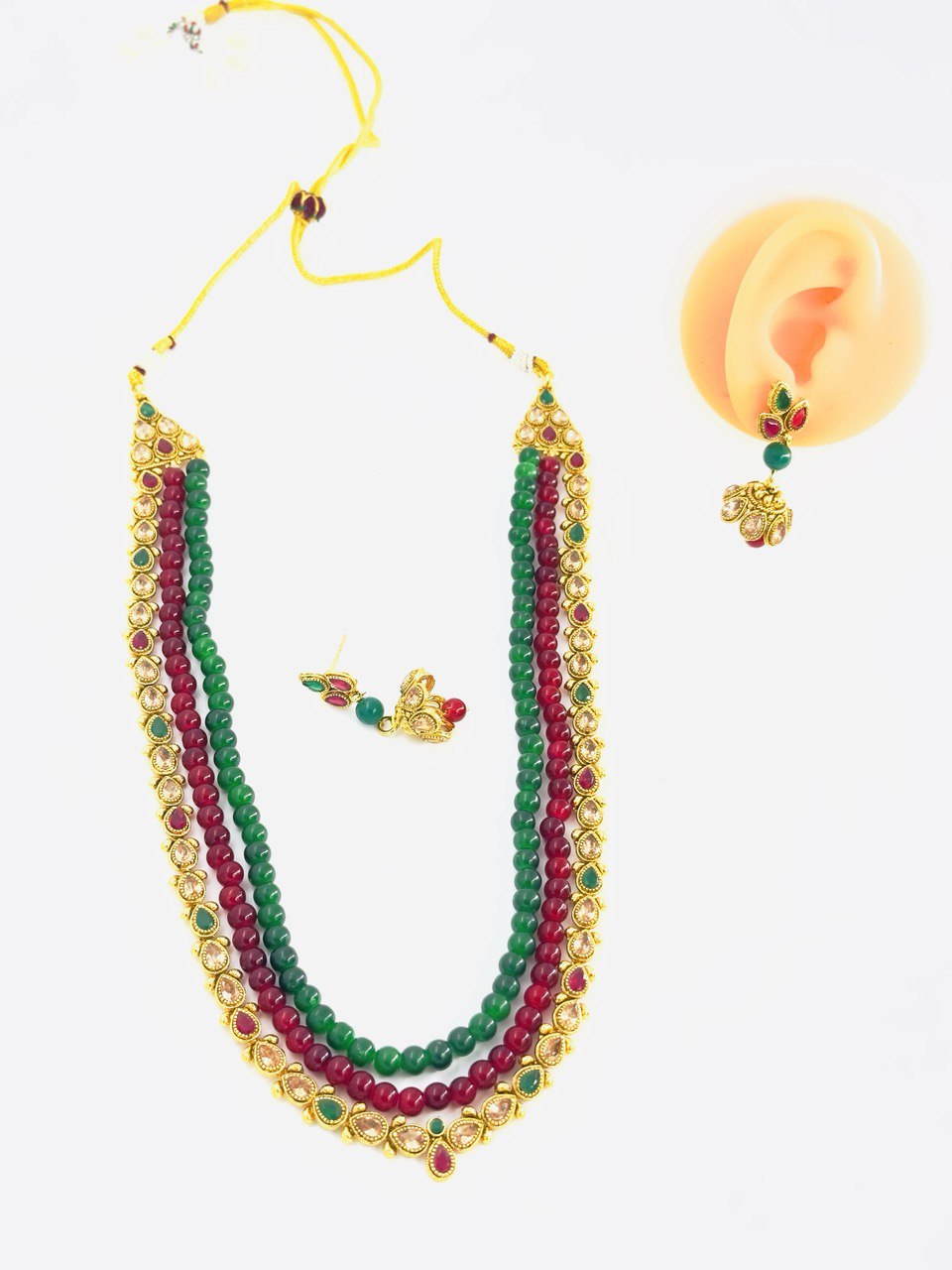 Multicolour gold plated jewellery set