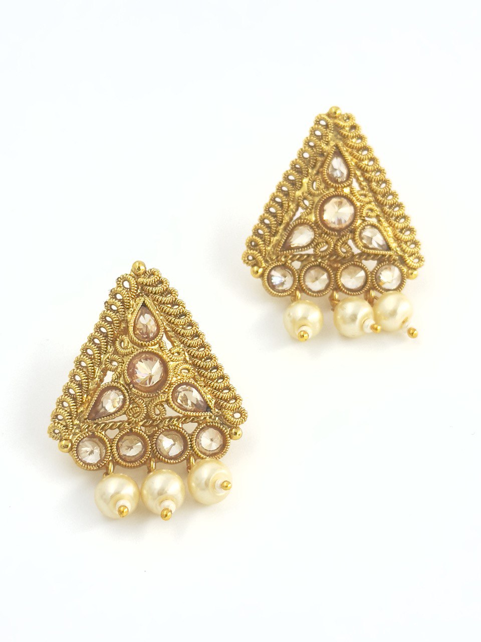 Pearl gold plated studs