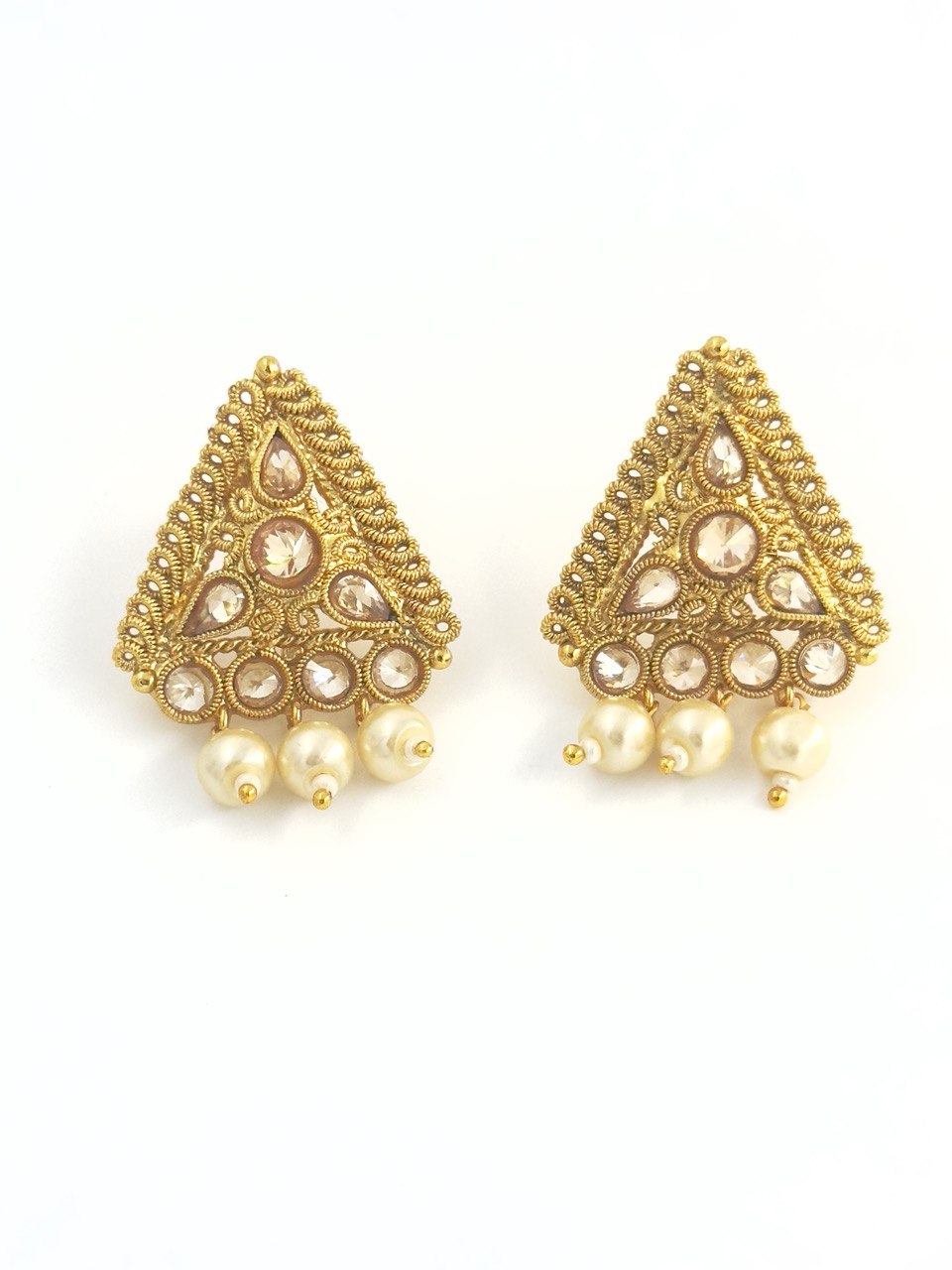 Pearl gold plated studs