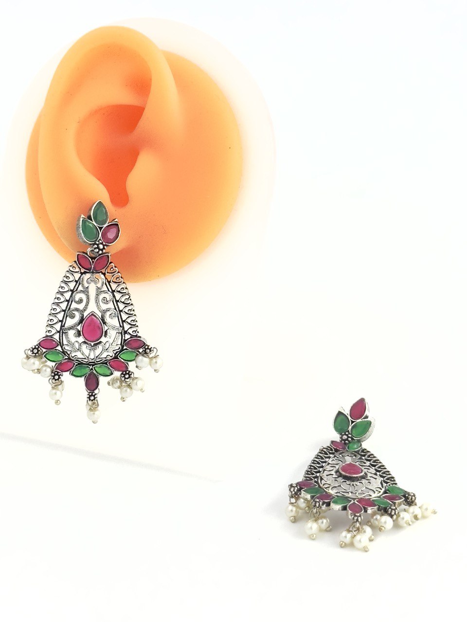 Multicolour oxidised german silver dangler