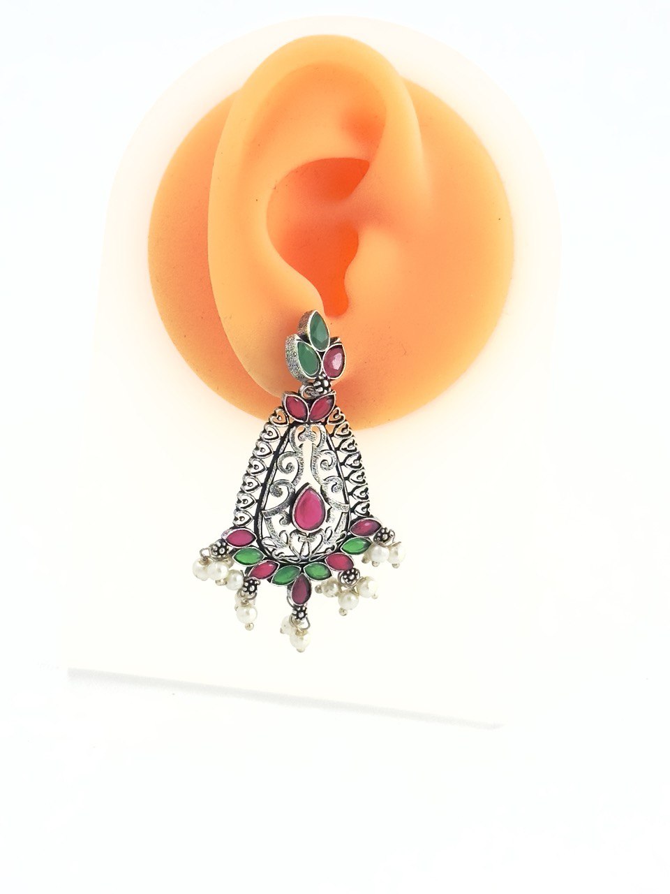 Multicolour oxidised german silver dangler