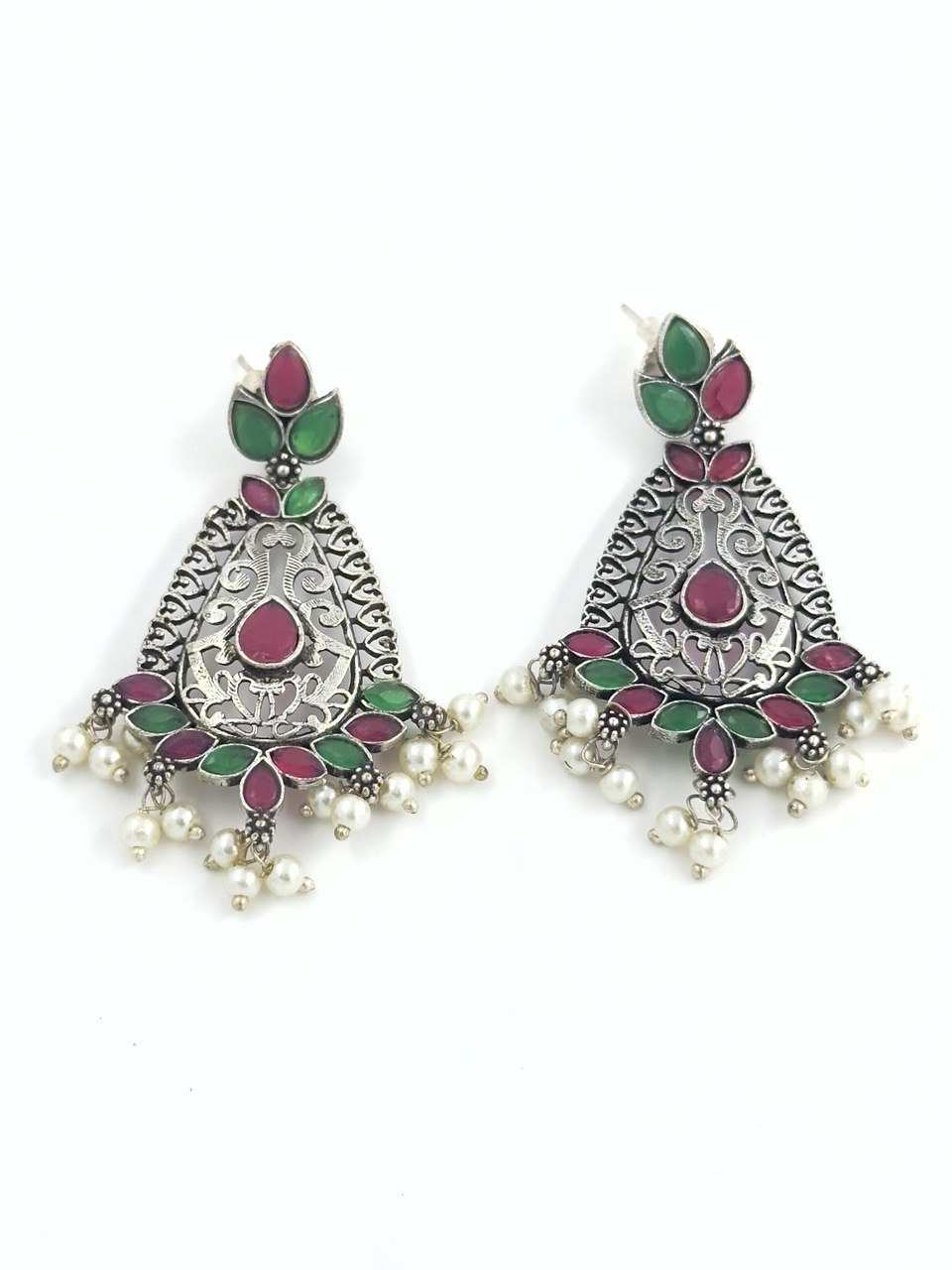 Multicolour oxidised german silver dangler