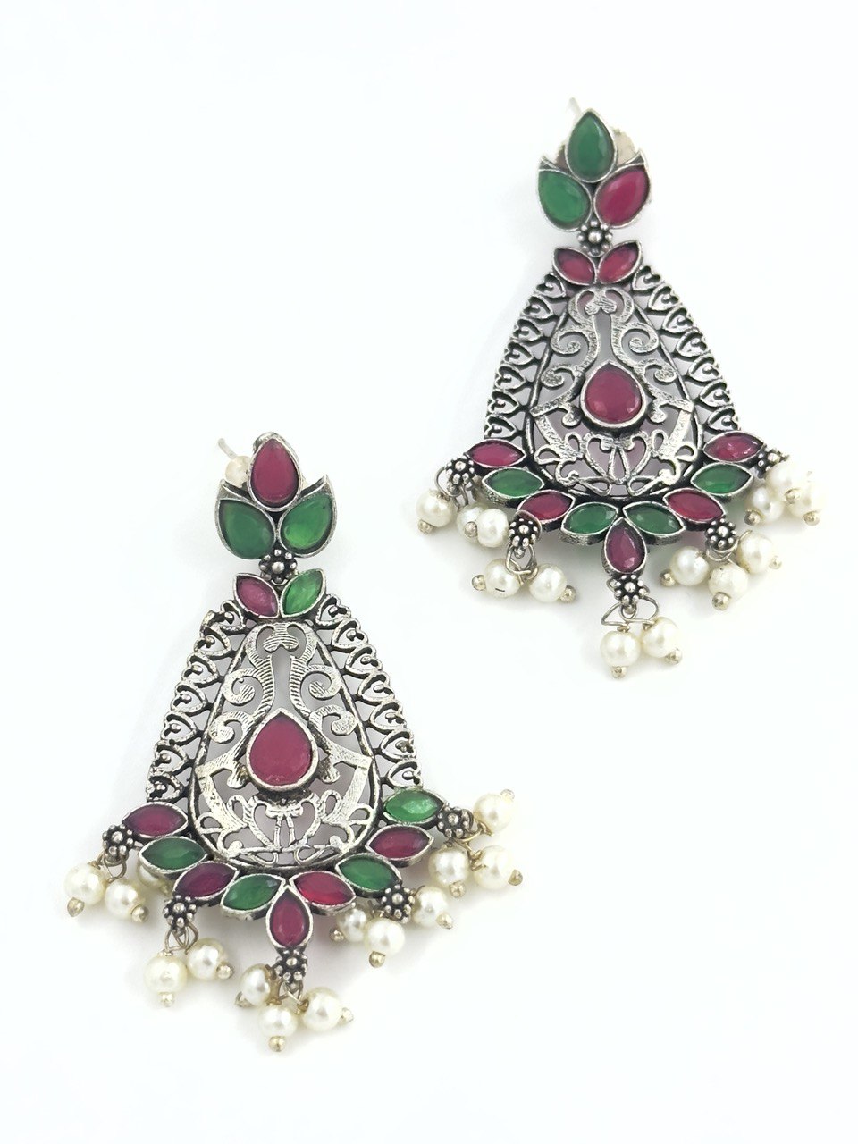 Multicolour oxidised german silver dangler