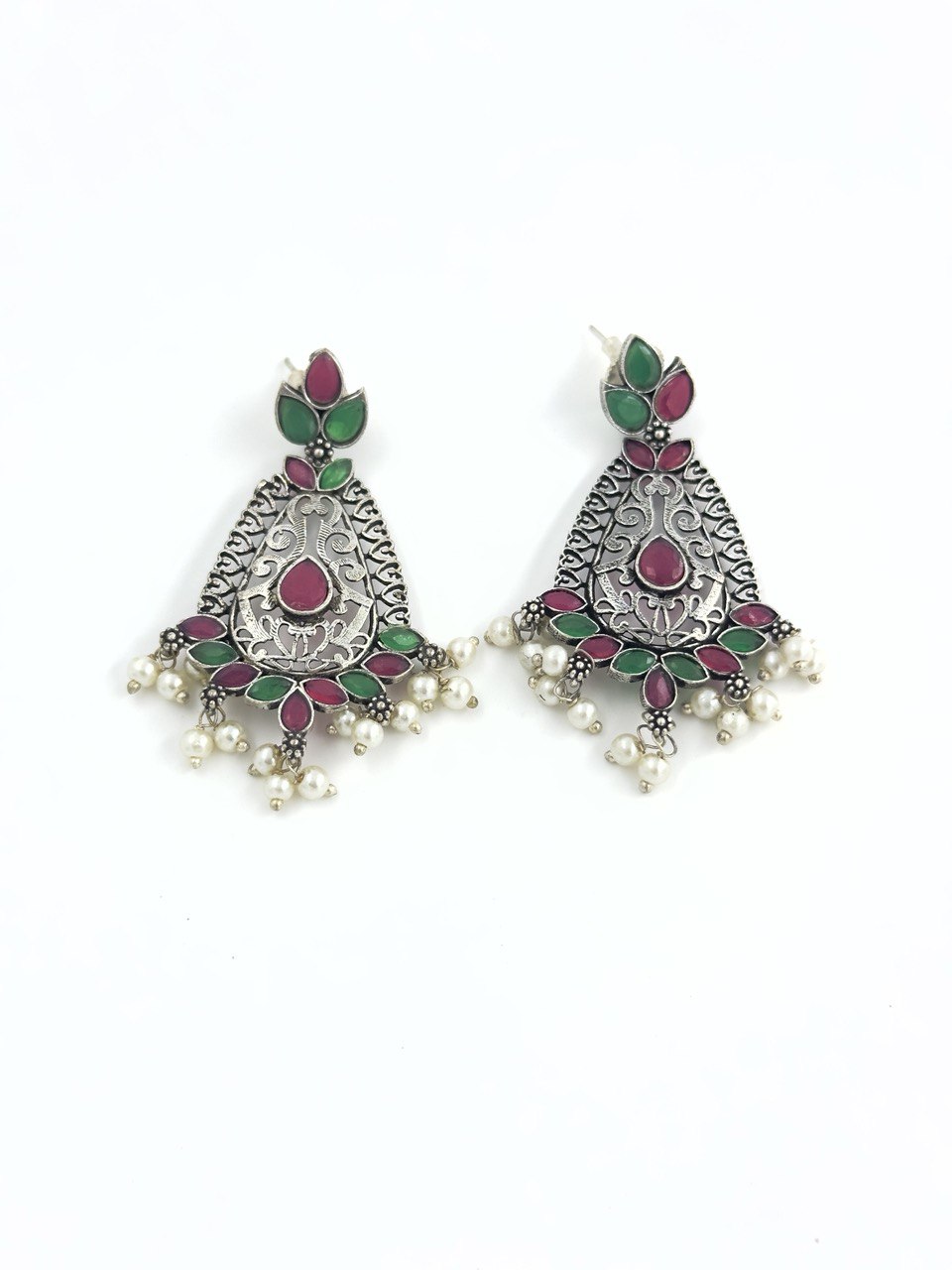 Multicolour oxidised german silver dangler