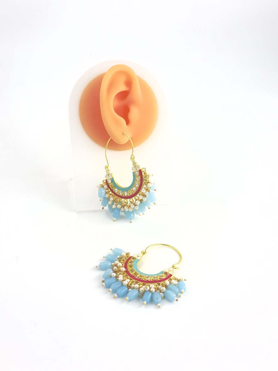 Blue chandbali earrings