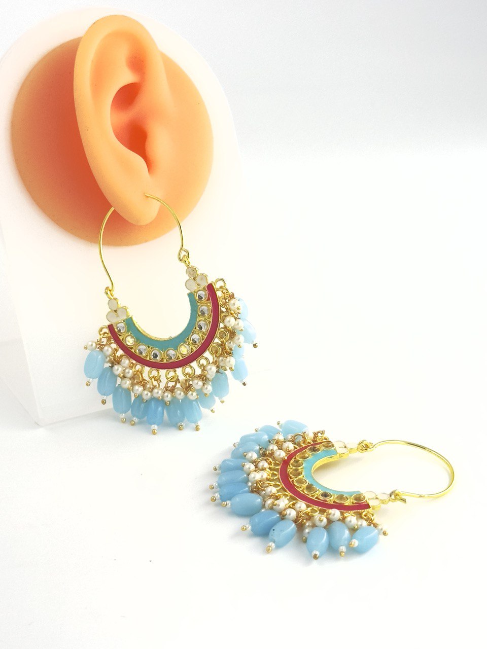 Blue chandbali earrings