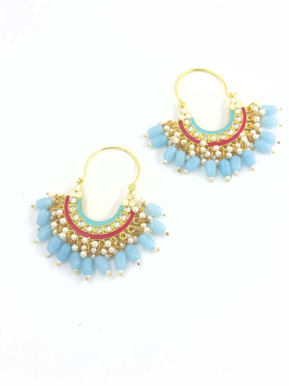 Blue chandbali earrings