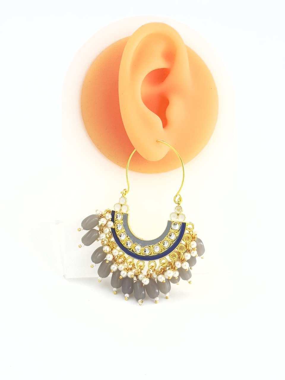 Grey chandbali earrings