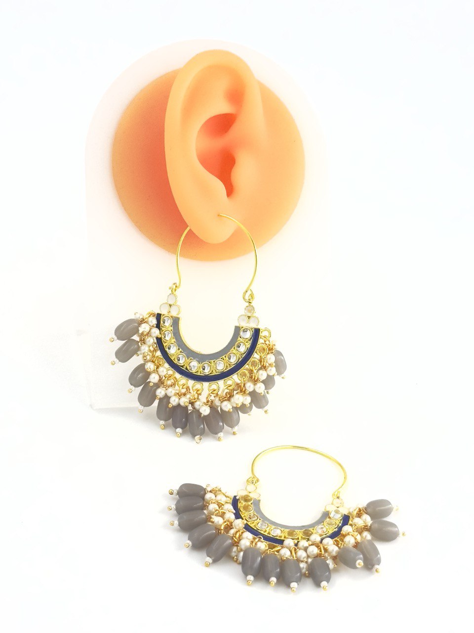 Grey chandbali earrings