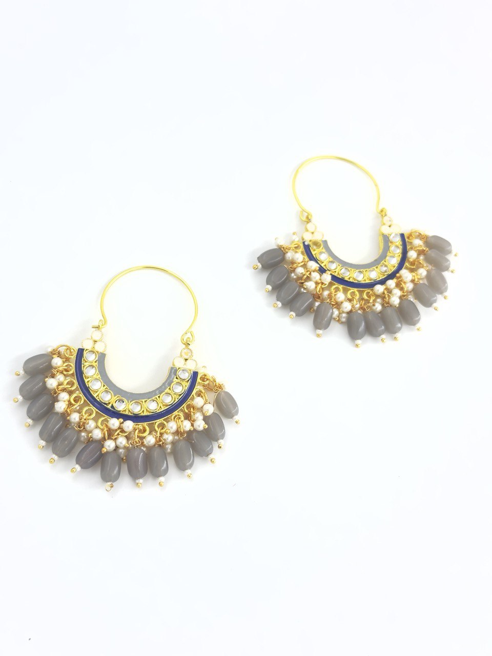 Grey chandbali earrings