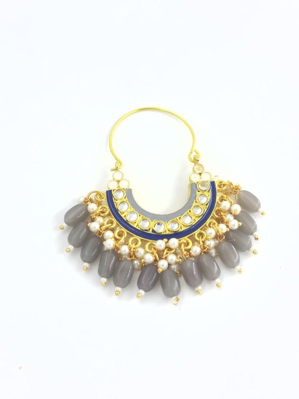Grey chandbali earrings