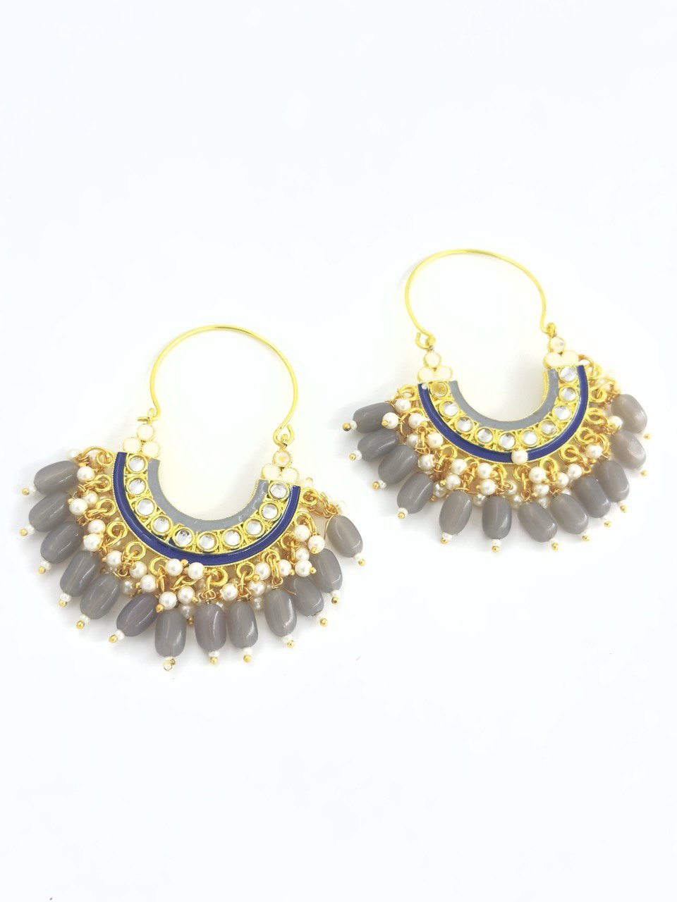 Grey chandbali earrings