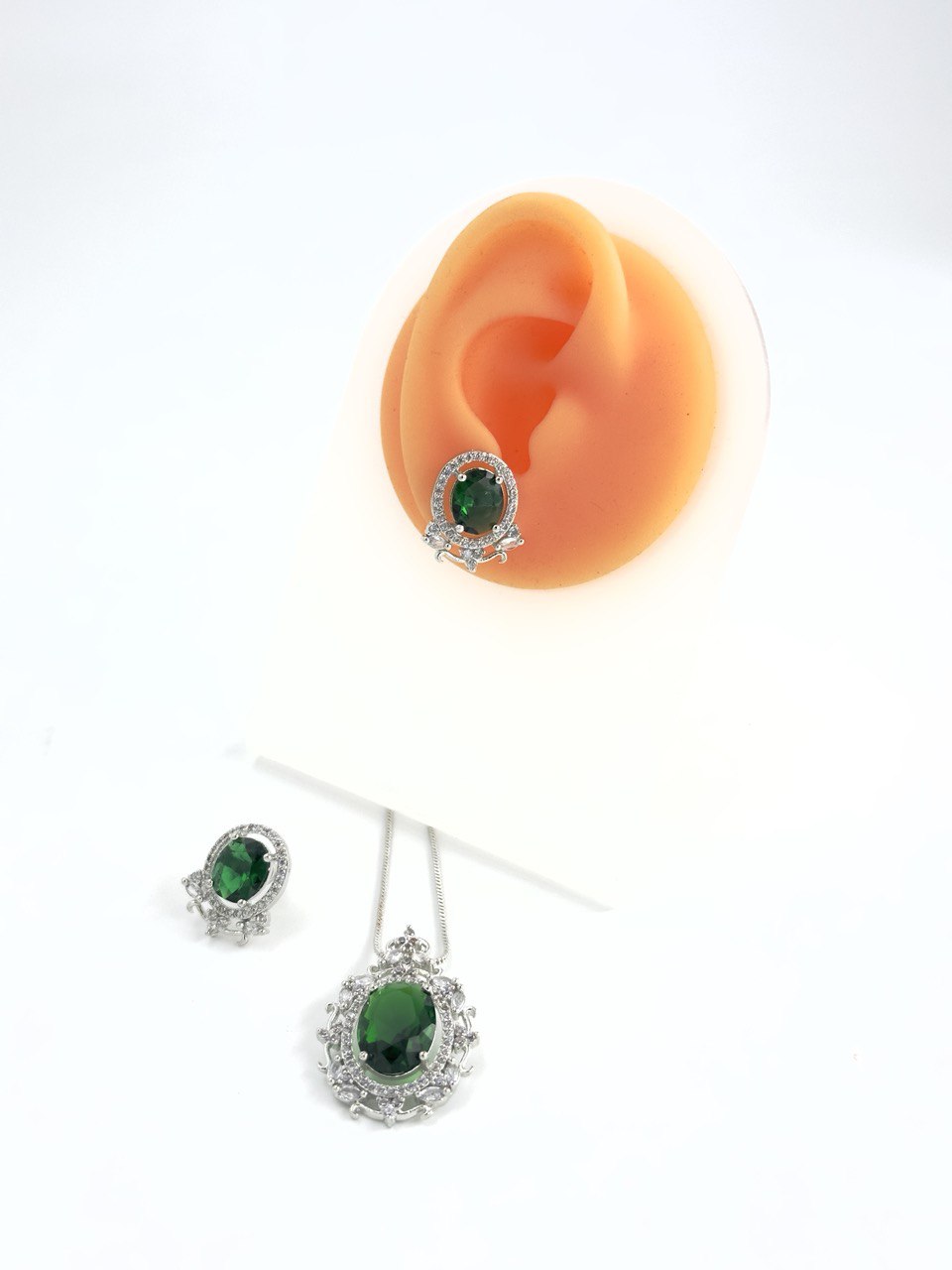 Green American Diamond Necklace set