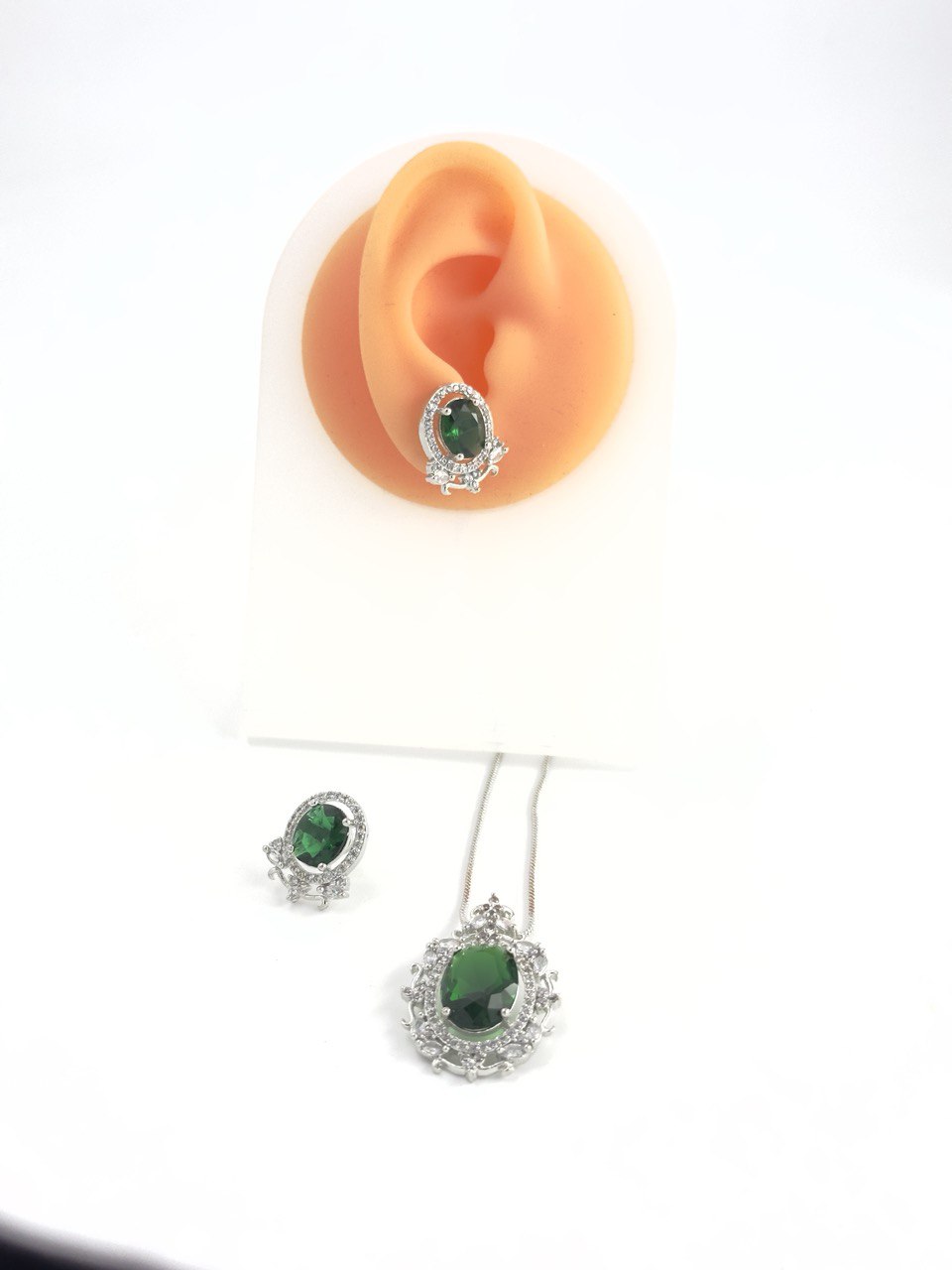 Green American Diamond Necklace set