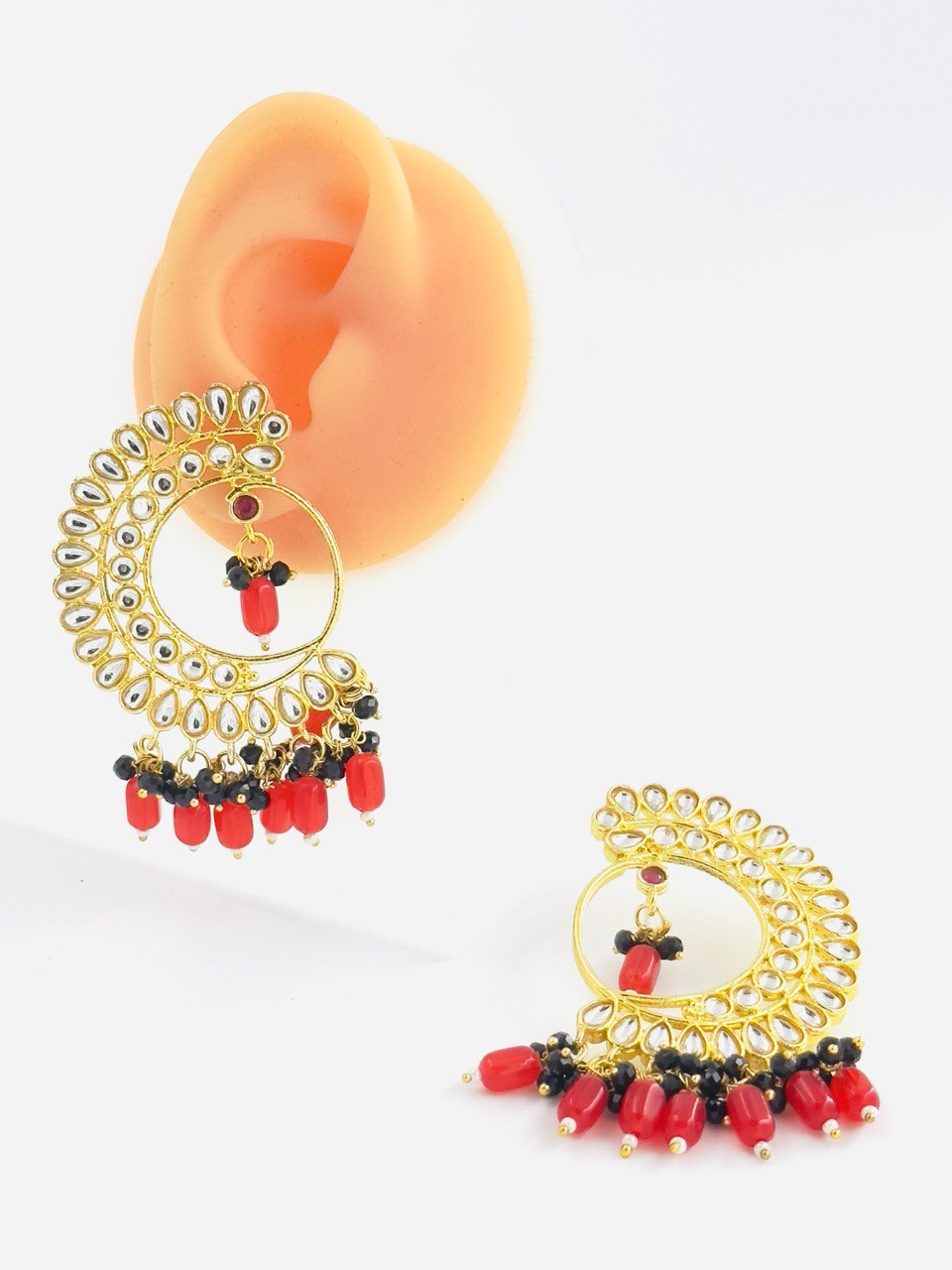 Red Kundan Studs