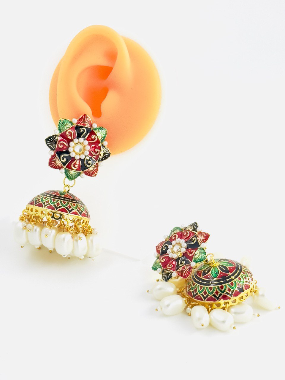 Multicolour Meenakari Jhumkis