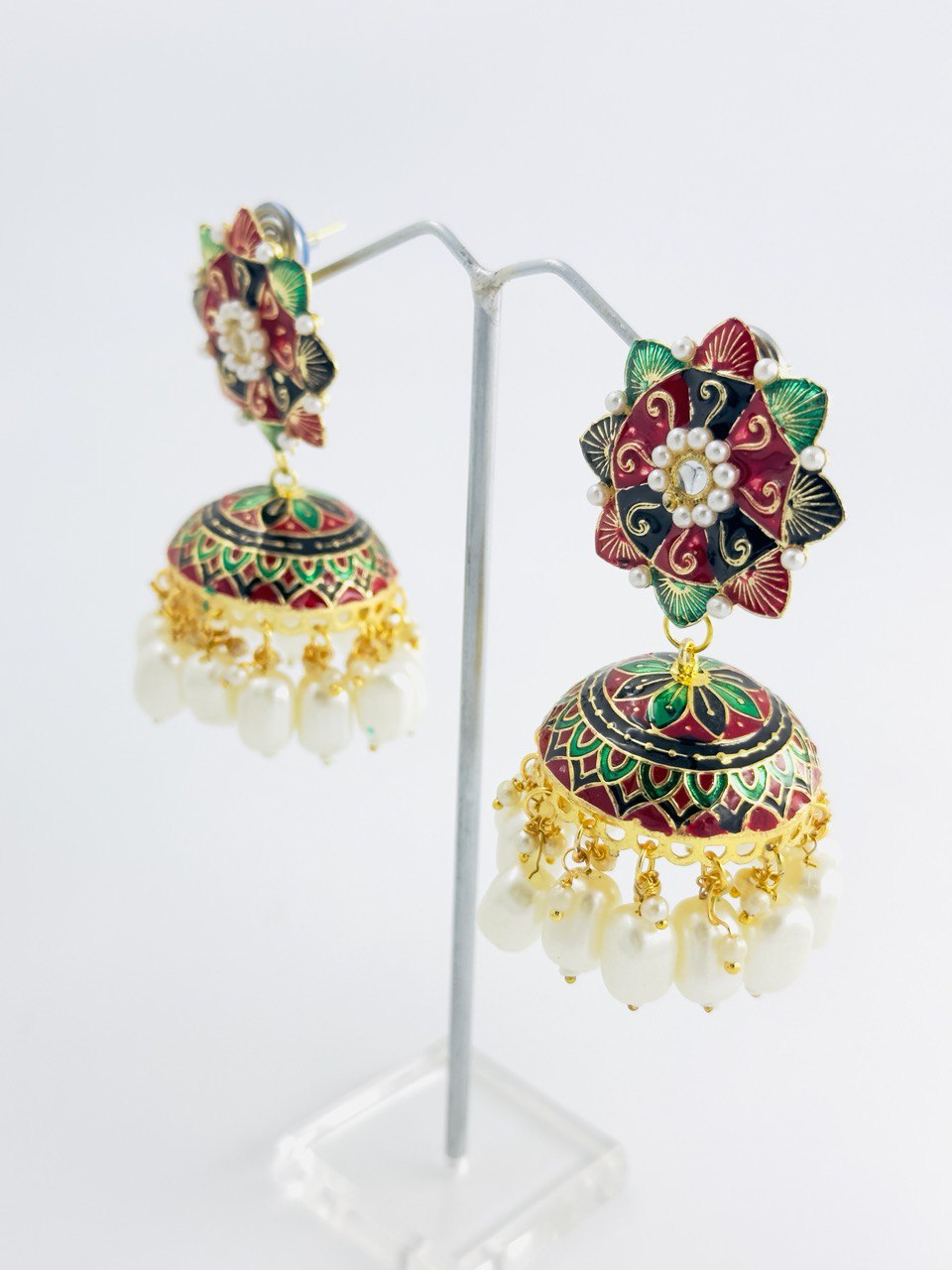 Multicolour Meenakari Jhumkis