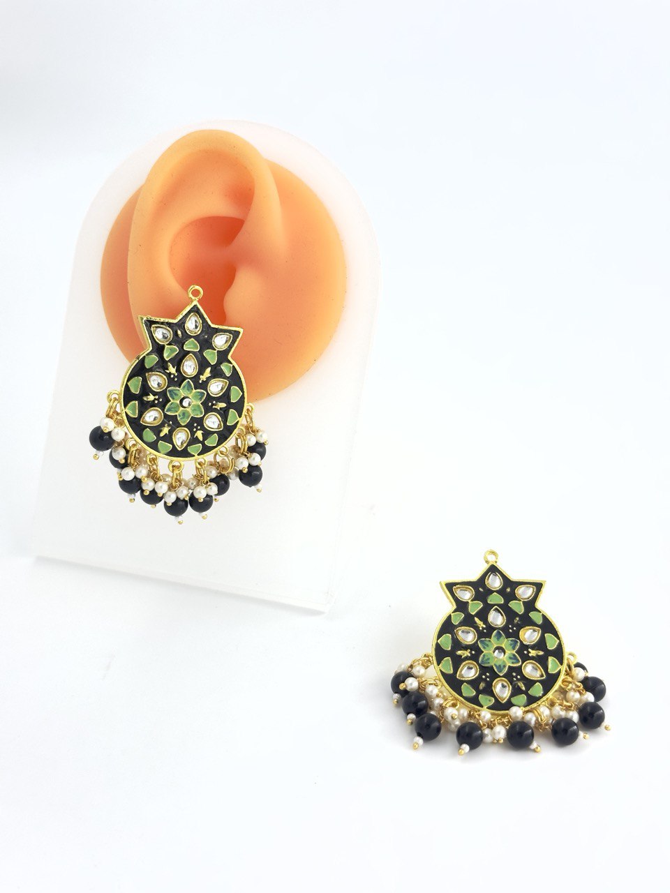 Black Meenakari dangler with maang tikka