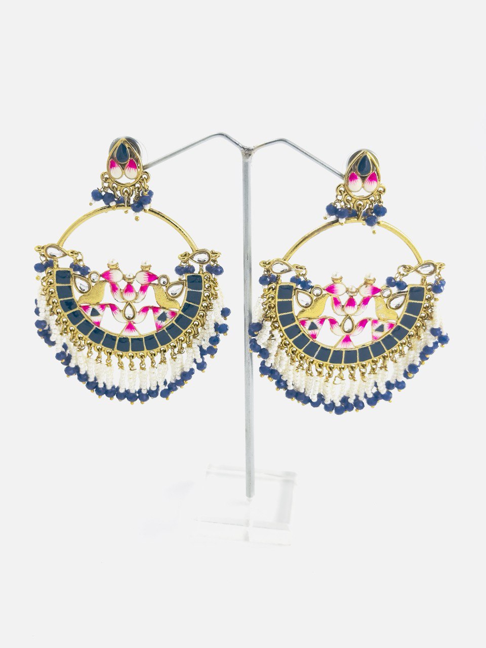 Purple Meenakari Chandbali Earring