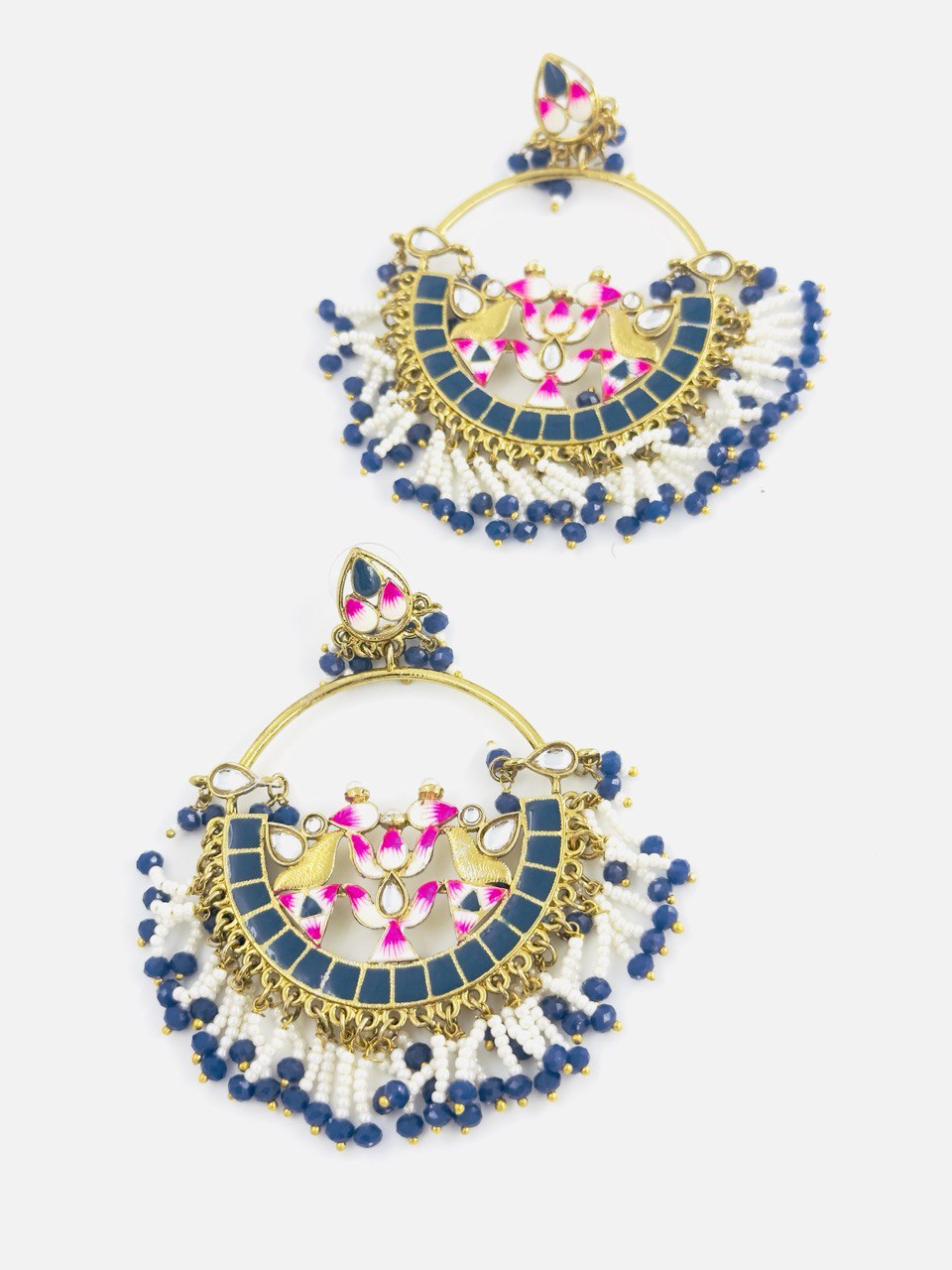 Purple Meenakari Chandbali Earring