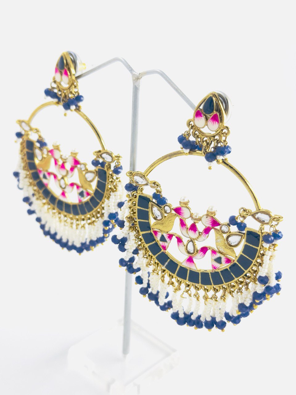 Purple Meenakari Chandbali Earring