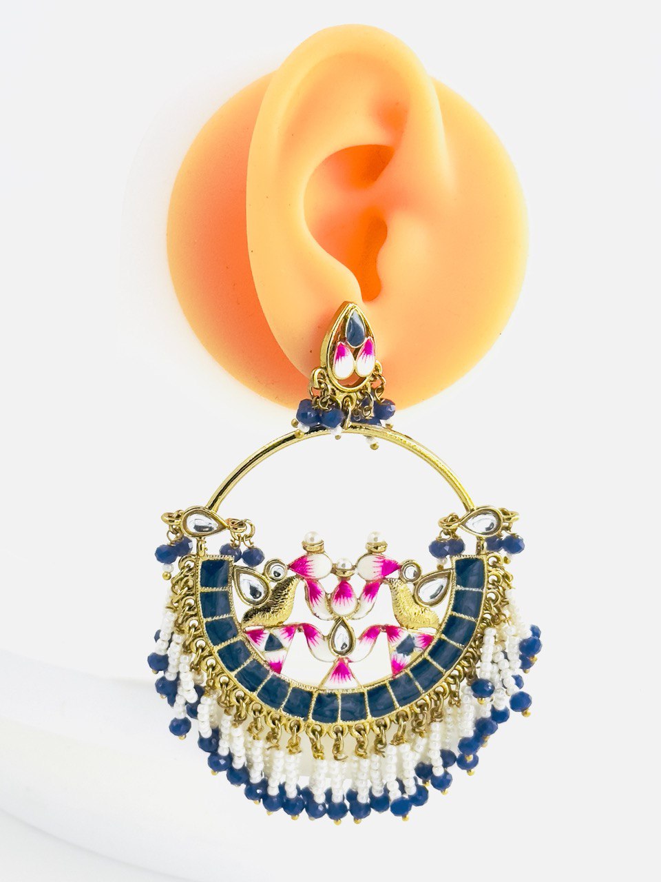 Purple Meenakari Chandbali Earring