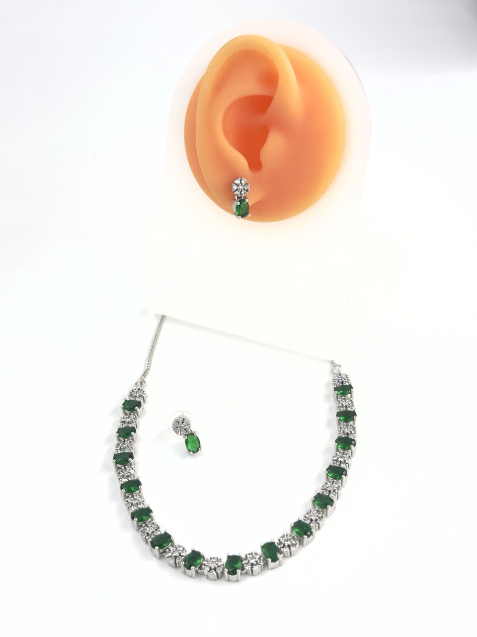Green American Diamond Necklace set